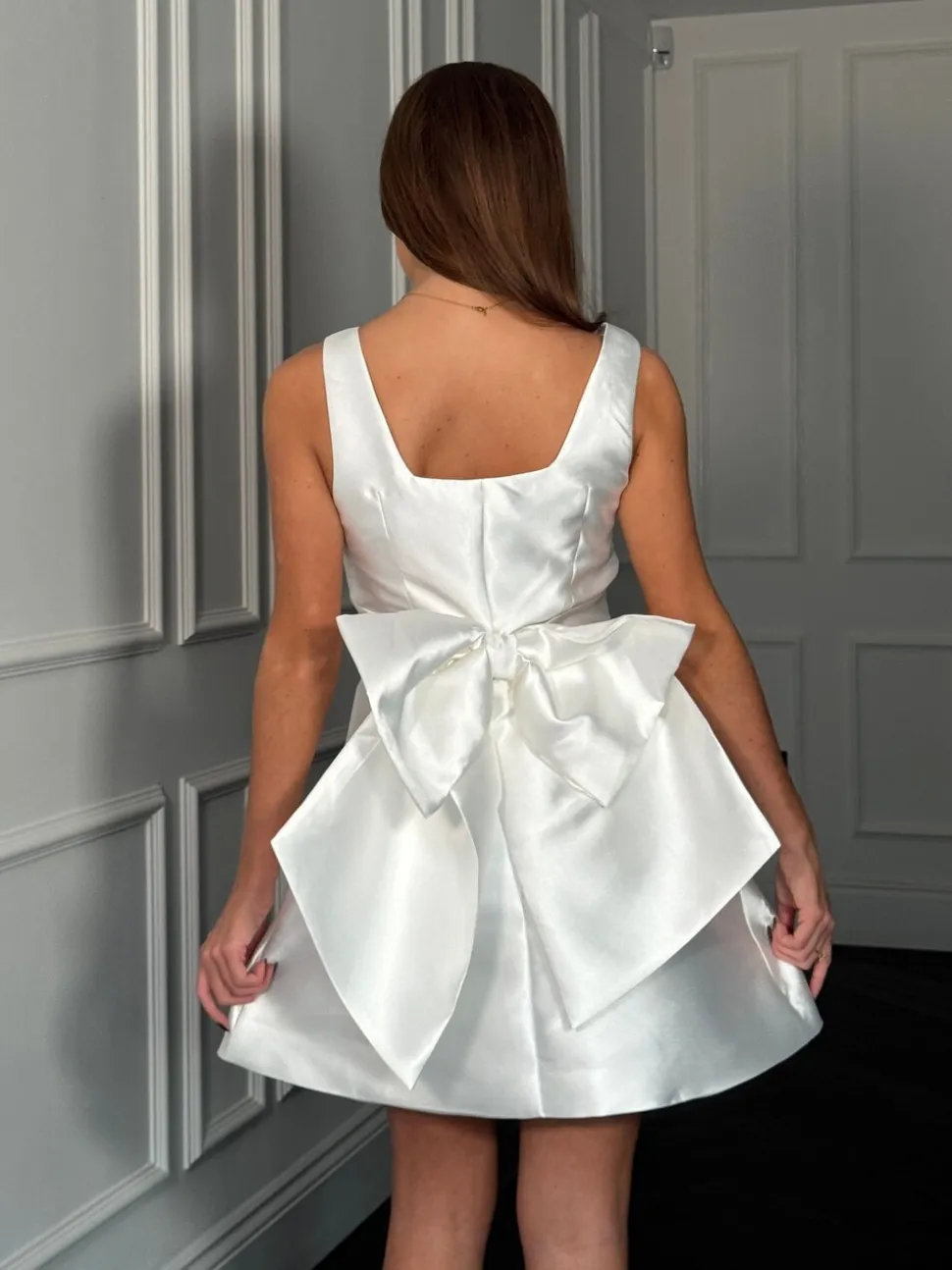 Girl In Mind Cream Feyre Bow Detail Sleeves Mini Dress