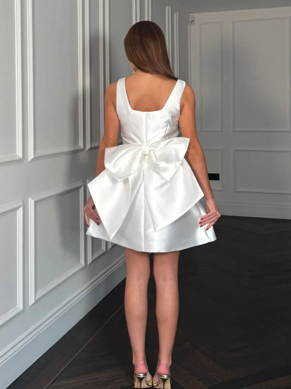 Girl In Mind Cream Feyre Bow Detail Sleeves Mini Dress