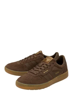 Gola Dark Brown Suede Womens Hawk Trainers