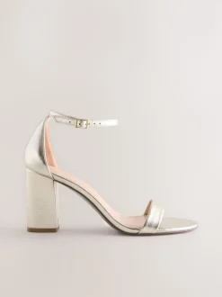 Gold Extra Wide Fit Block Heel Sandals