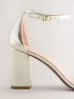 Gold Extra Wide Fit Block Heel Sandals