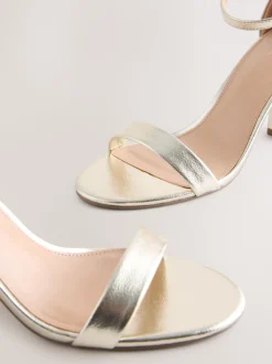 Gold Extra Wide Fit Block Heel Sandals