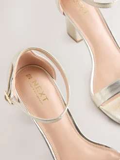 Gold Extra Wide Fit Block Heel Sandals