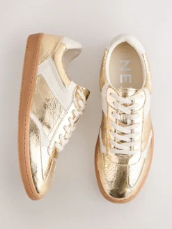 Gold Lace-Up Trainers