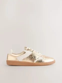 Gold Lace-Up Trainers