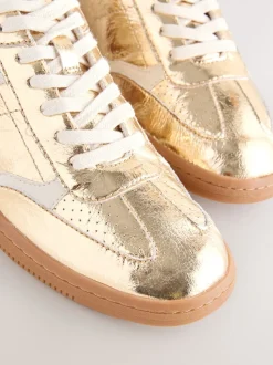 Gold Lace-Up Trainers