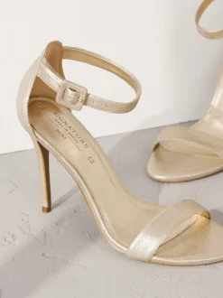 Gold Signature Premium Leather High Round Toe Simple Sandals