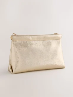 Gold Sparkle Detail Snap Clutch Bag