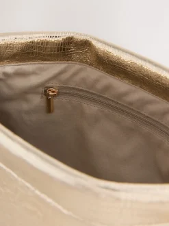 Gold Sparkle Detail Snap Clutch Bag