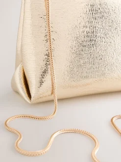 Gold Sparkle Detail Snap Clutch Bag