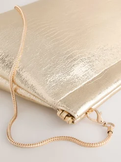 Gold Sparkle Detail Snap Clutch Bag