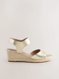 Gold Standard Fit Round Toe Elastic Strap Detail Wedges
