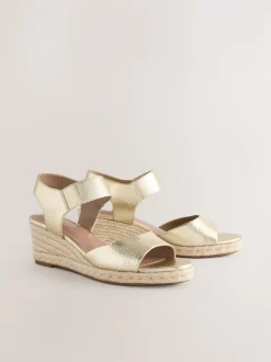 Gold Standard Fit Round Toe Elastic Strap Detail Wedges