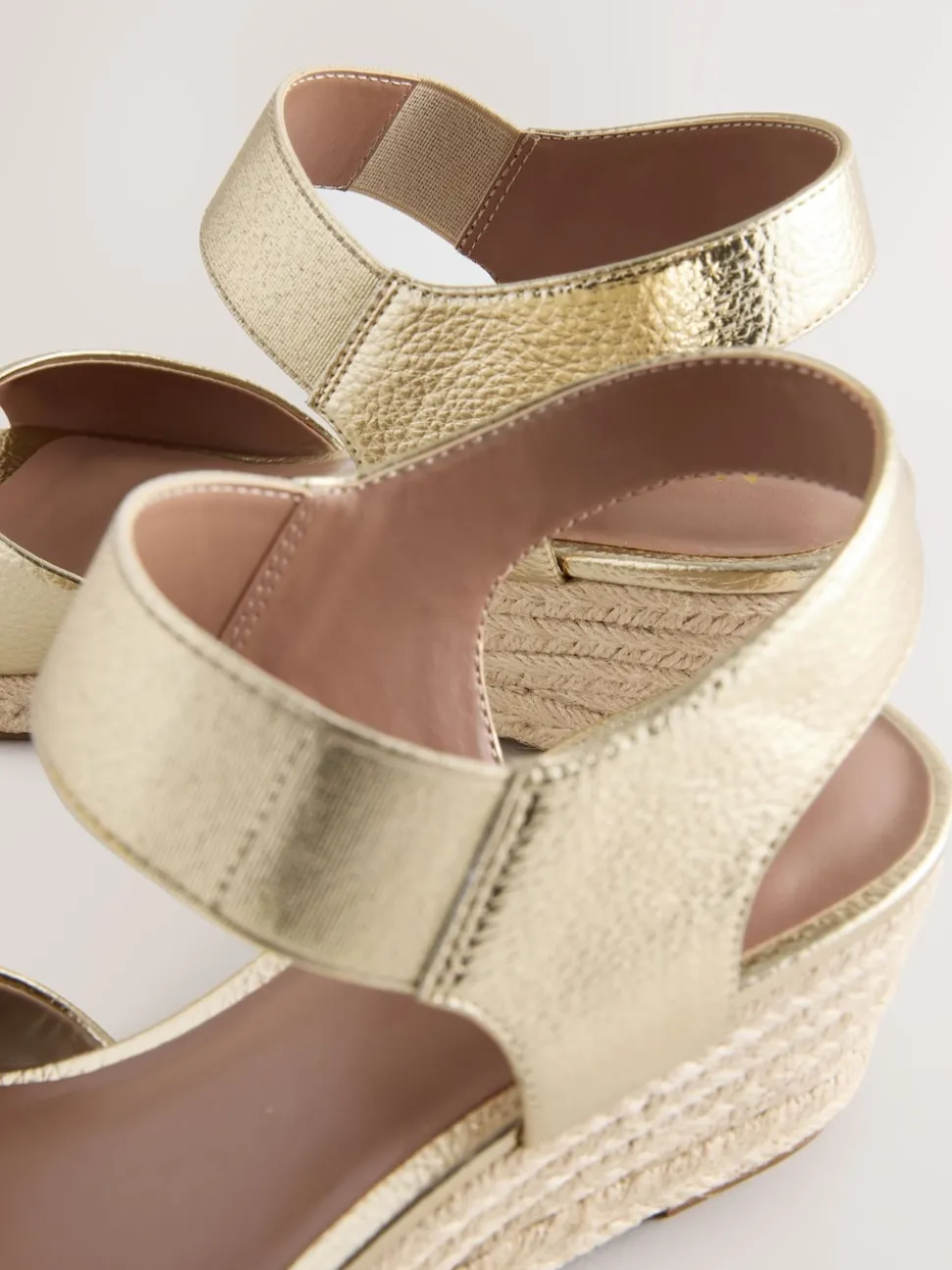 Gold Standard Fit Round Toe Elastic Strap Detail Wedges