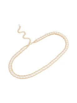 Gold Tone Pearl Bead Chain Belt