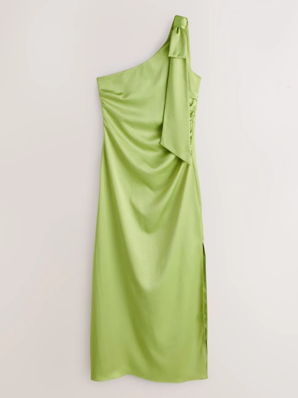 Green Bow One Shoulder Maxi Bridesmaid Dress