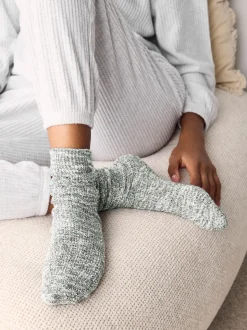 Green Cotton Slub Slouchy Ankle Socks 3 Pack