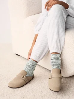 Green Cotton Slub Slouchy Ankle Socks 3 Pack