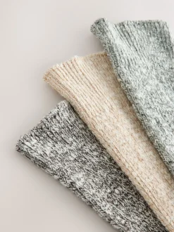 Green Cotton Slub Slouchy Ankle Socks 3 Pack