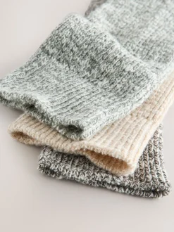 Green Cotton Slub Slouchy Ankle Socks 3 Pack