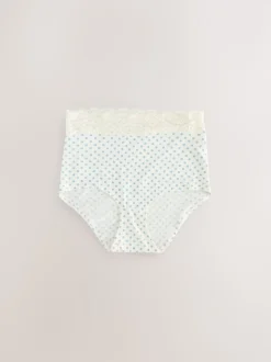 Green Ditsy Floral Full Brief Cotton Lace Knickers 4 Pack
