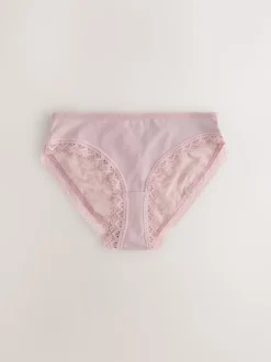 Green Ditsy Floral High Leg Cotton Lace Knickers 4 Pack