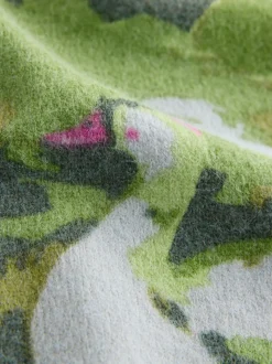 Green Duck Print Crew Neck Knitted Cardigan With Wool