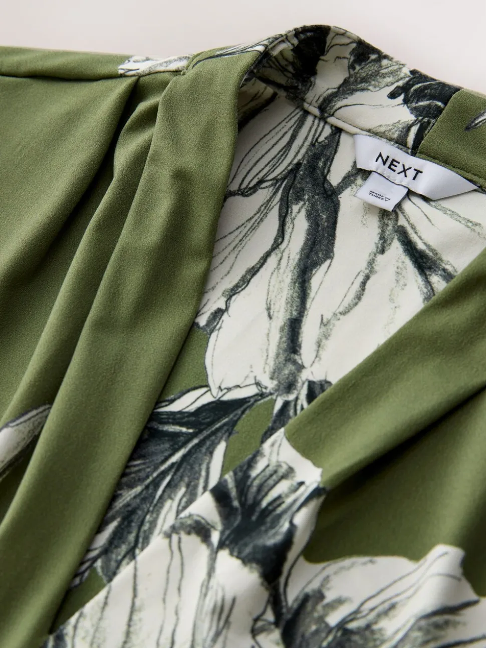 Green Floral Long Sleeve V-Neck Blouse