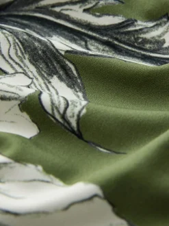 Green Floral Long Sleeve V-Neck Blouse