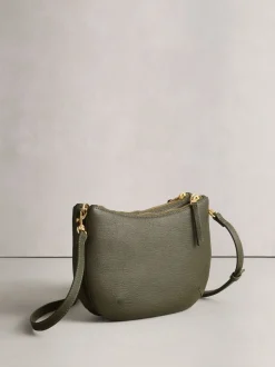 Green Leather Scoop Cross-Body Bag