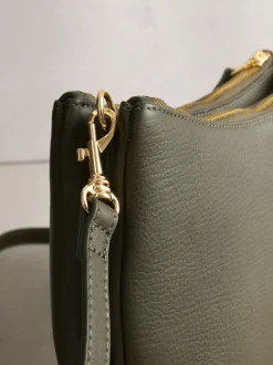 Green Leather Scoop Cross-Body Bag