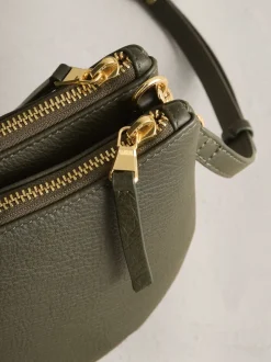 Green Leather Scoop Cross-Body Bag