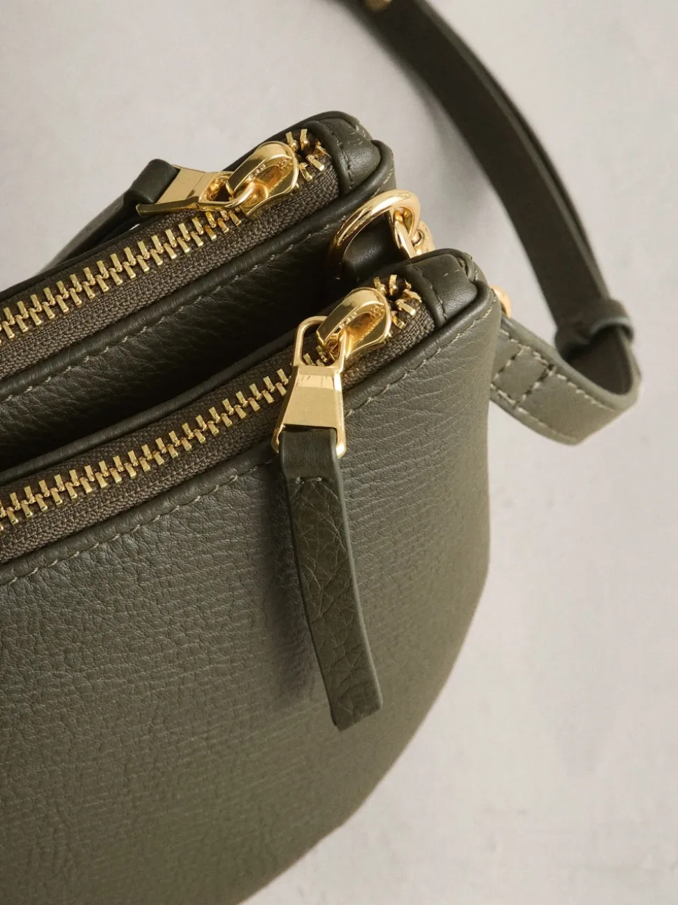 Green Leather Scoop Cross-Body Bag