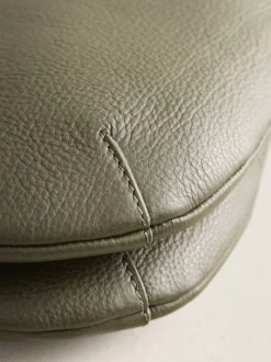 Green Leather Scoop Cross-Body Bag