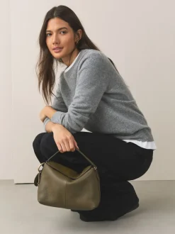 Green Leather Slouchy Cross-Body Bag