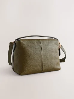 Green Leather Slouchy Cross-Body Bag