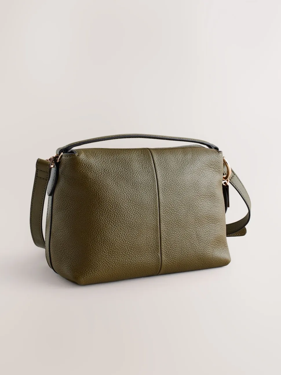 Green Leather Slouchy Cross-Body Bag