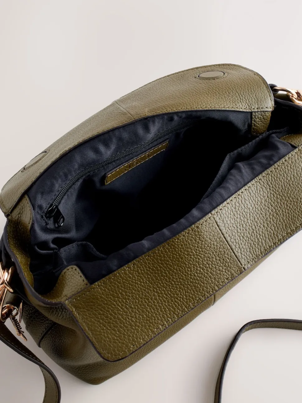 Green Leather Slouchy Cross-Body Bag