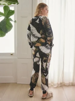 Green Leaves Cosy Long Sleeve Pyjamas