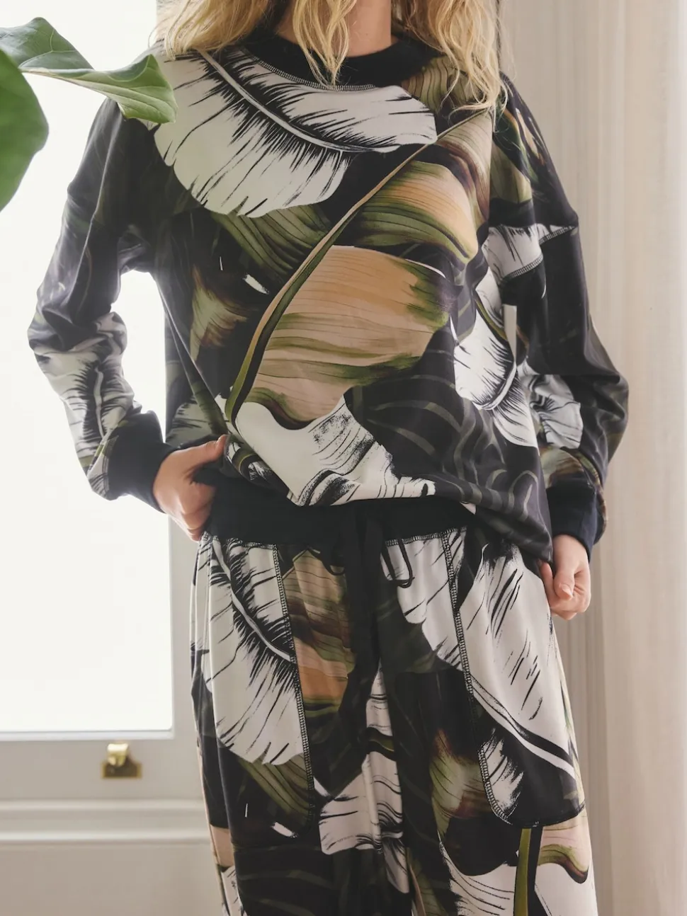 Green Leaves Cosy Long Sleeve Pyjamas