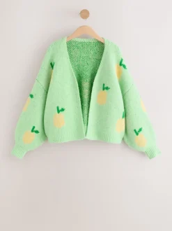 Green Lemon Pattern Knitted Cardigan