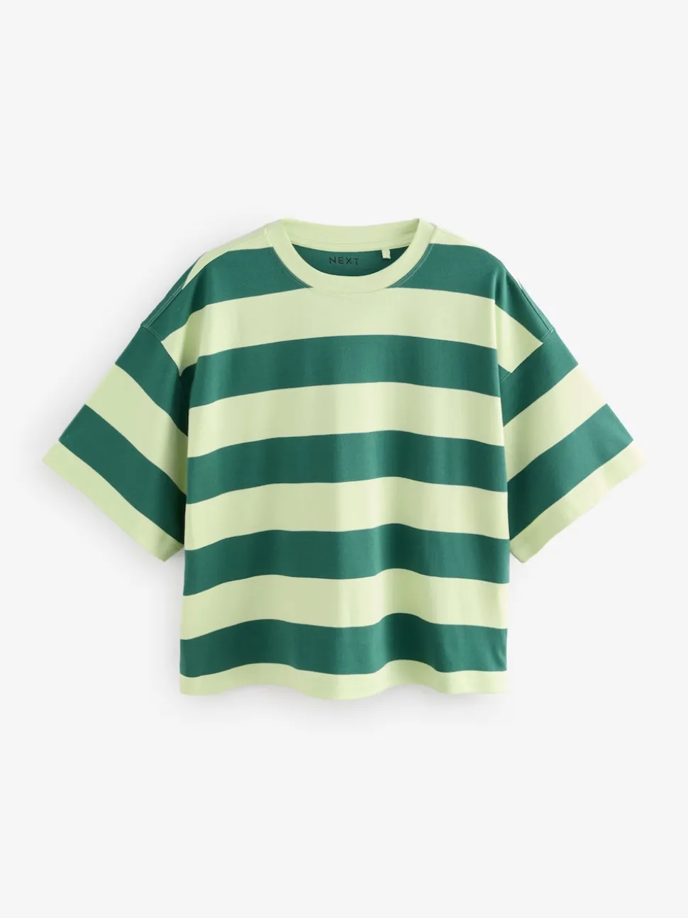 Green Monochrome Oversized Relaxed Fit Boxy Heavyweight Crew Neck T-Shirt