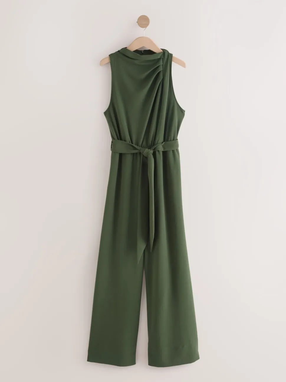 Green Occasion Cowl Neck Sleeveless Jersey Jumpsuit