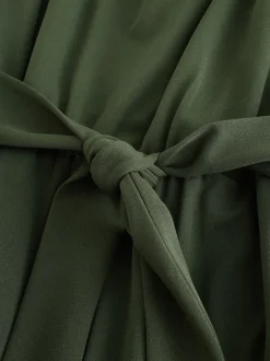 Green Occasion Cowl Neck Sleeveless Jersey Jumpsuit
