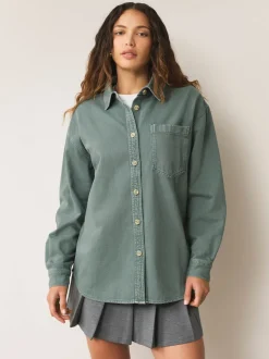 Green Oversize Denim Shirt