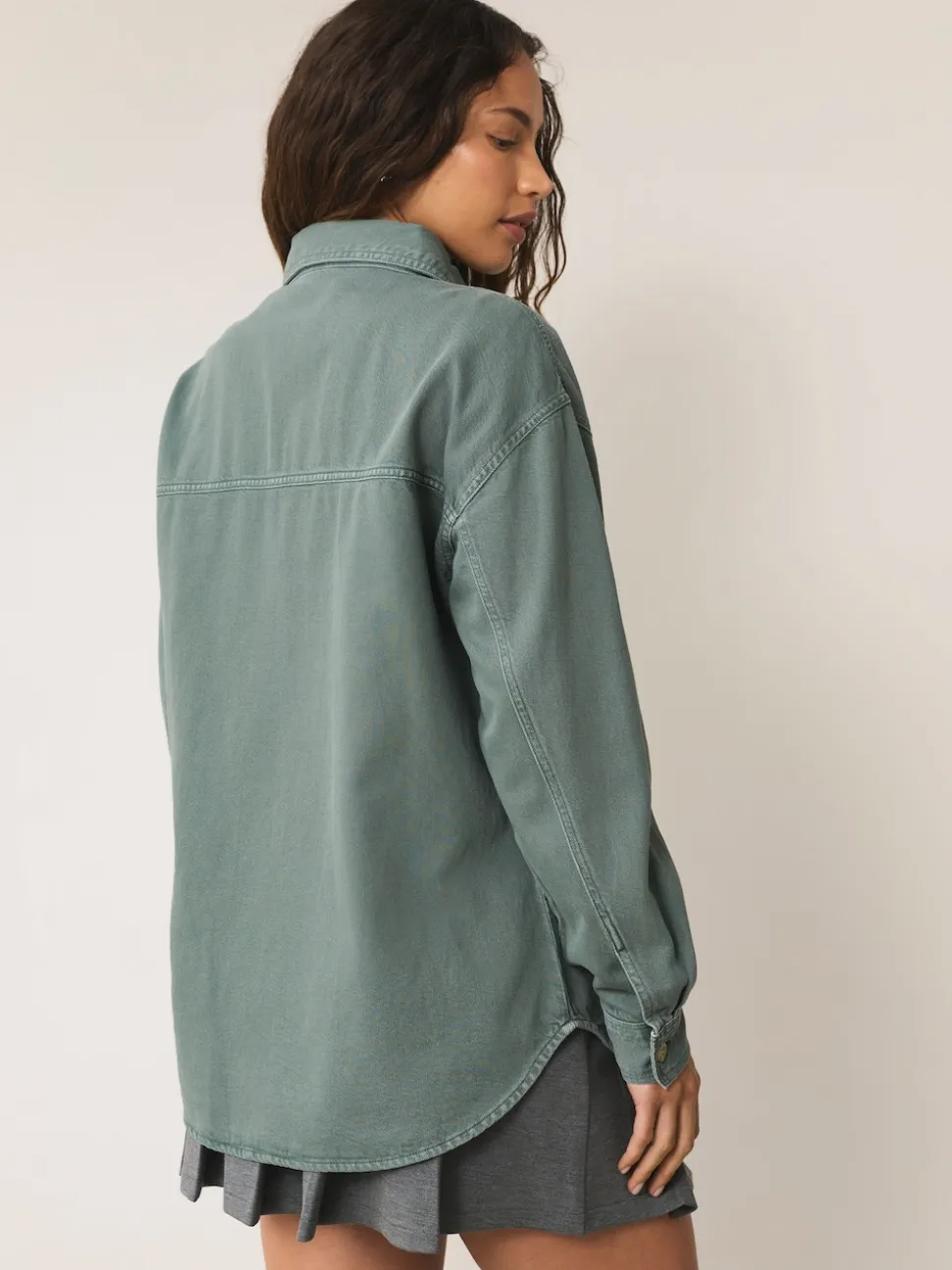Green Oversize Denim Shirt