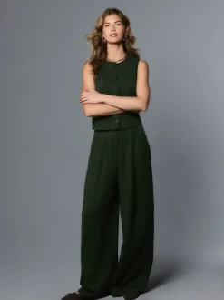 Green Superwide Pleated Trousers