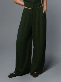 Green Superwide Pleated Trousers