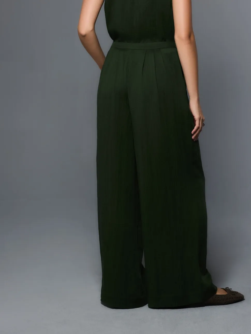 Green Superwide Pleated Trousers