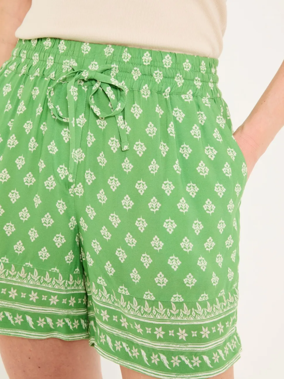 Green Woodblock Flippy Shorts